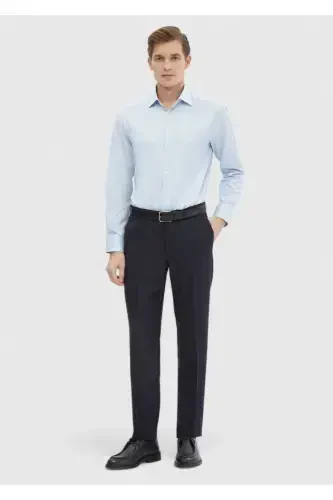 Кўк нақшли Regular Fit тўқима классик 100% пахта кўйлак - RAMSEY (1)