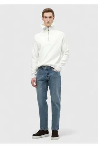 Кўк рангли оддий Regular Fit Деним 100% пахтали шим - 1