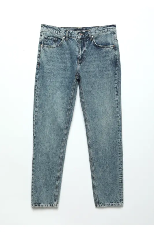 Кўк рангли оддий Regular Fit Деним 100% пахтали шим - 7