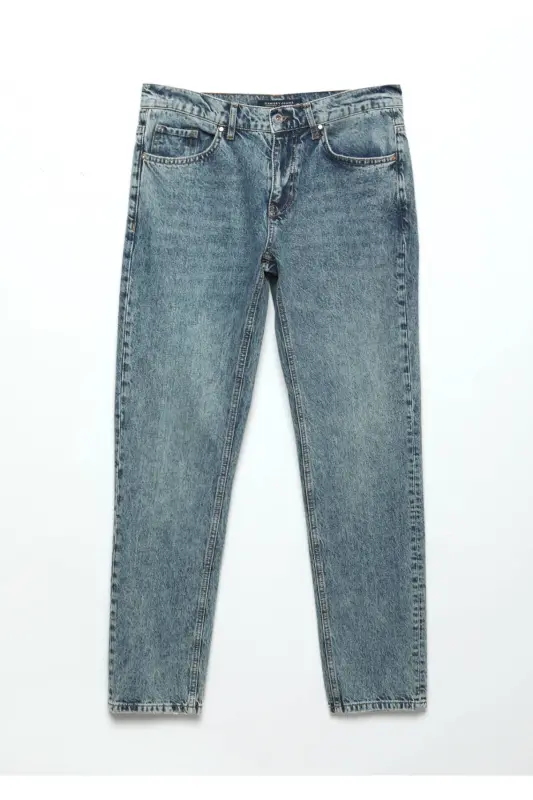 Кўк рангли оддий Regular Fit Деним 100% пахтали шим - 7