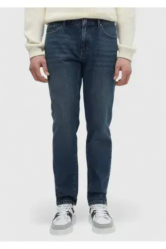 Кўк рангли оддий Regular Fit Деним пахта шими - 3