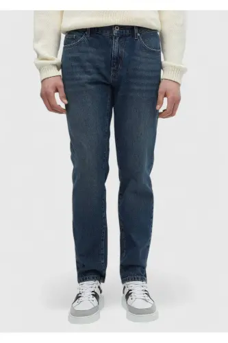 Кўк рангли оддий Regular Fit Деним пахта шими - 3