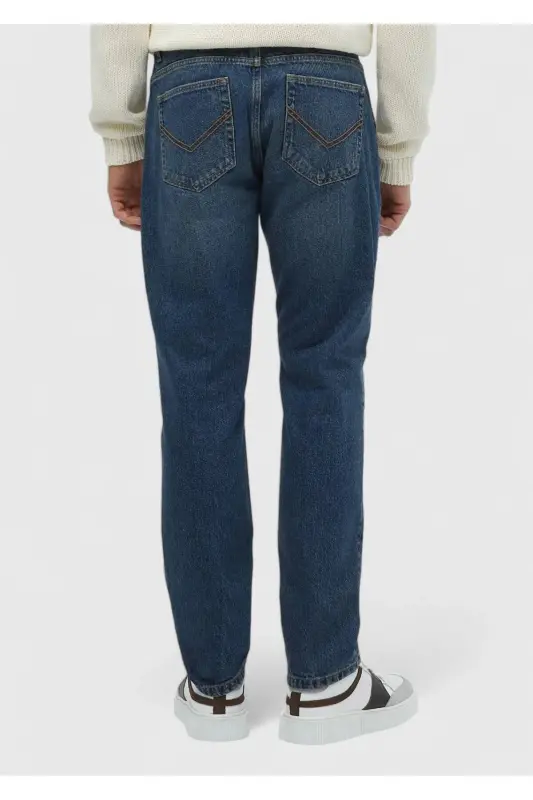 Кўк рангли оддий Regular Fit Деним пахта шими - 5