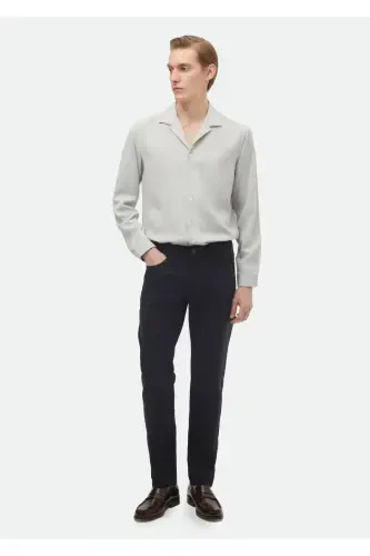 Кўк рангли, оддий тўқима, Regular Fit, Casual, пахта аралаш шим - 1