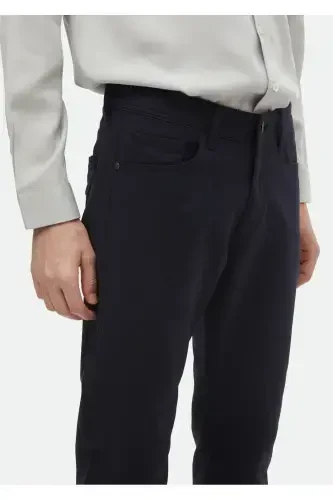 Кўк рангли, оддий тўқима, Regular Fit, Casual, пахта аралаш шим - 4