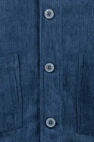 Кўк рангли Regular Fit Shacket узун елимли кўйлак - 3