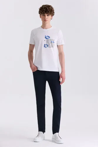 Кўк рангли Slim fit пахтали джинси шим - JAKAMEN (1)