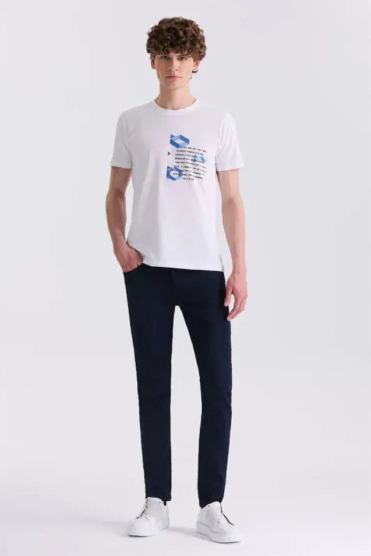 Кўк рангли Slim fit пахтали джинси шим - 2