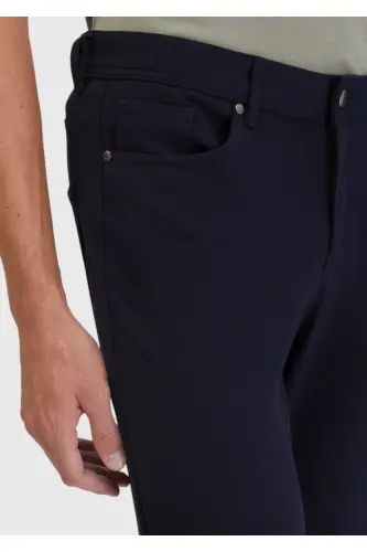 Кўк рангли тик тўқилган, тарқоқ ўлчамли, оддий шим - 3