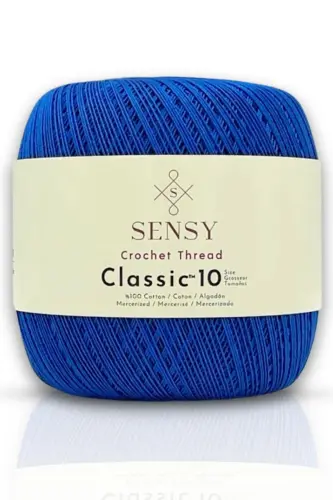 Classic 10 Tığ Ipi 100% Merserize Pamuk Örgü Ipi, Dantel Ipliği Giza Mısır Pamuğu Ip Mavi-Mavi 