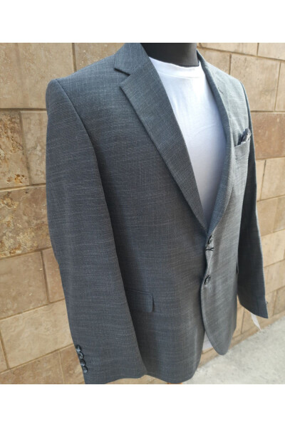 KLASİK 2 DÜĞMELİ ÇİFT YIRTMAÇ BLAZER CEKET-GRİ - 4