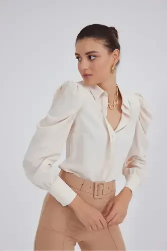 Klasik Burmali Ko'ylak - Bej - 3