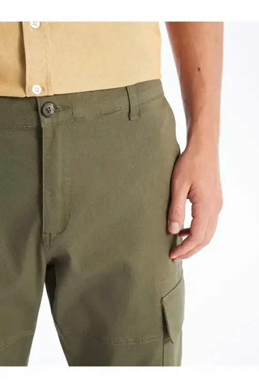 Classic Dar Kalıp Gabardin Erkek Chino Pantolon-KHAKİ - 3