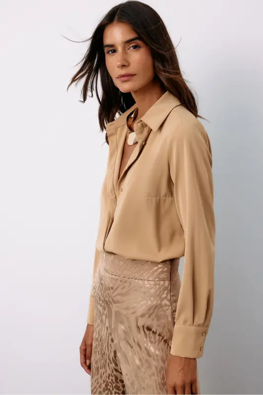 Klasik Düz Gömlek - CAMEL-CAMEL - 4