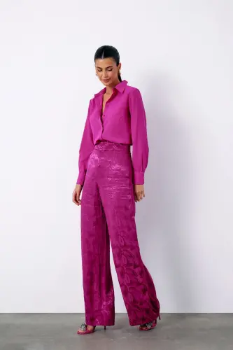 Klasik Düz Gömlek - Fuşya-FUŞYA - 4