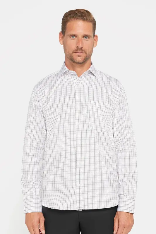 Klasik Fit Uzun Kollu İnce Çizgili Pamuklu Kravatlık Yaka Erkek Gömlek-Multi - 2