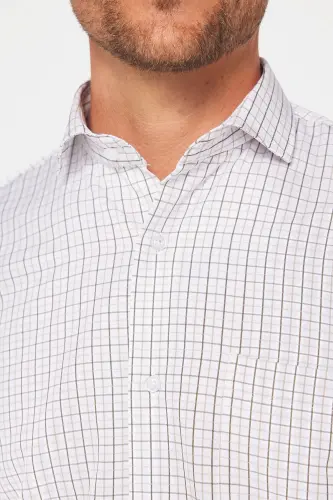 Klasik Fit Uzun Kollu İnce Çizgili Pamuklu Kravatlık Yaka Erkek Gömlek-Multi - 4