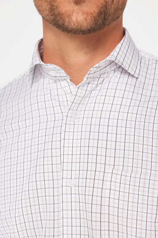 Klasik Fit Uzun Kollu İnce Çizgili Pamuklu Kravatlık Yaka Erkek Gömlek-Multi - 4