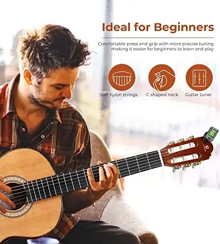 Classical Guitar Full Size 4/4 Spanish Style Classical Guitarra, 39 Inch Nylon Strings Guitar Ideal for Beginner Adults, Cedar Top, by Vangoa - 3