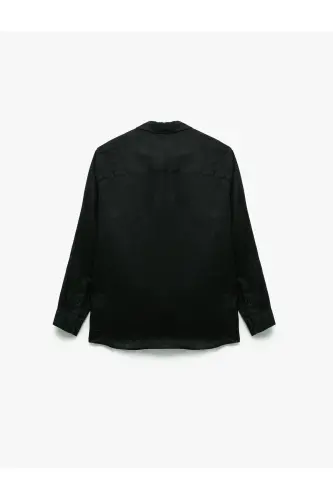 Klasik Yaka Regular Fit Uzun Kollu Keten Gömlek - 142329 - 5