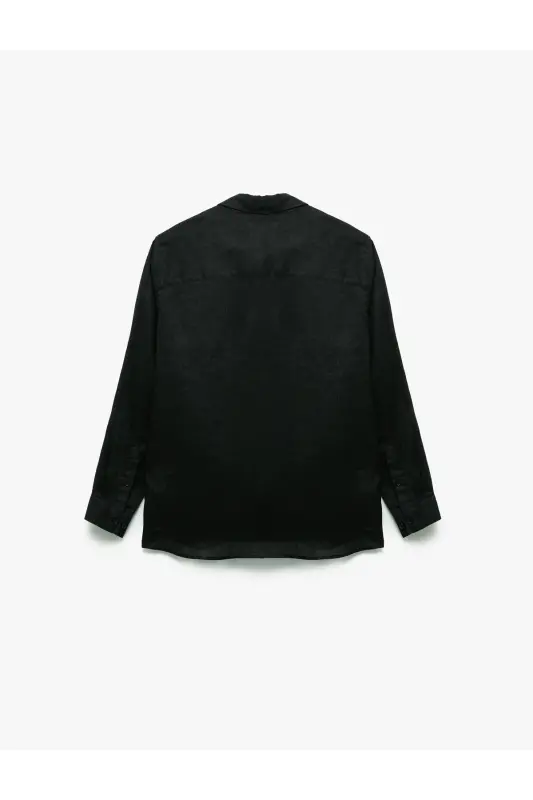 Klasik Yaka Regular Fit Uzun Kollu Keten Gömlek - 142329 - 5