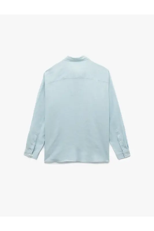 Klasik Yaka Regular Fit Uzun Kollu Keten Gömlek-142335 - 4