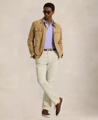 Классическая мужская футболка-поло из мягкого хлопка — ПУДРОВЫЙ ФИОЛЕТОВЫЙ - 4