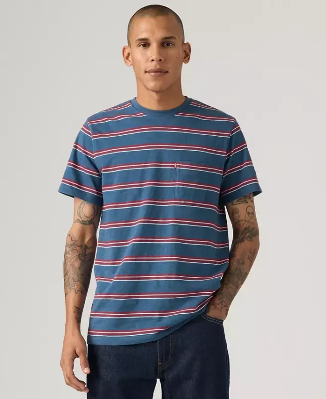 Классическая мужская футболка с коротким рукавом и карманом — Ensign Blue - LEVI'S