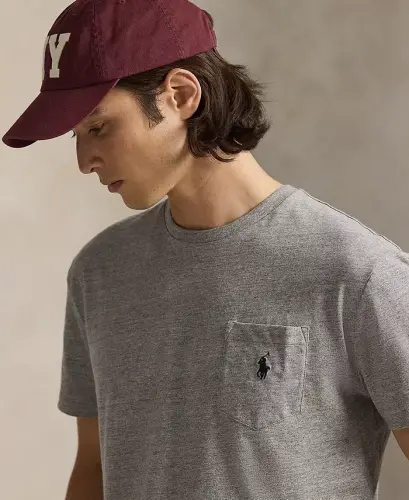 Классическая мужская футболка с круглым вырезом и карманом - 3