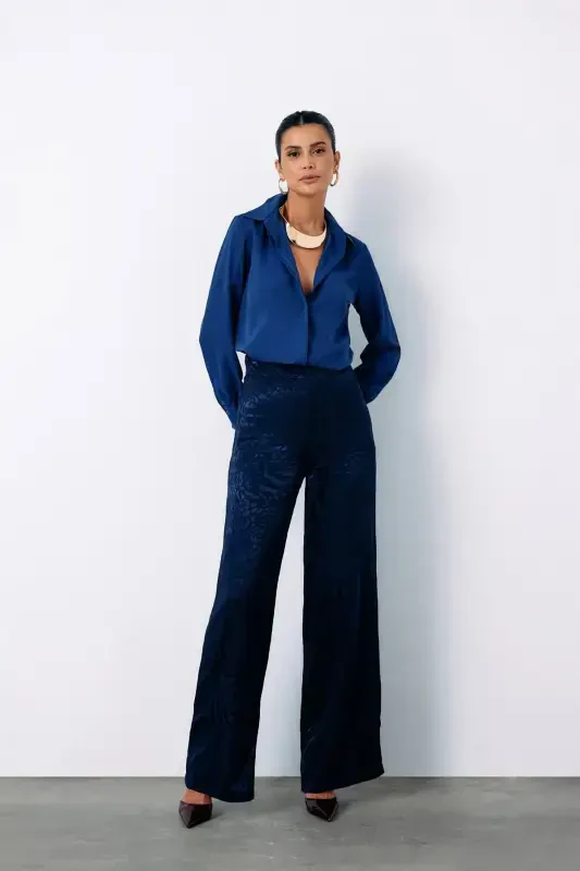 Классическая прямая рубашка - ТЕМНО-СИНИЙ-ТЕМНО-СИНИЙ - 2