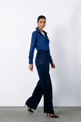 Классическая прямая рубашка - ТЕМНО-СИНИЙ-ТЕМНО-СИНИЙ - 4