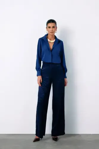 Классическая прямая рубашка - ТЕМНО-СИНИЙ-ТЕМНО-СИНИЙ - 5