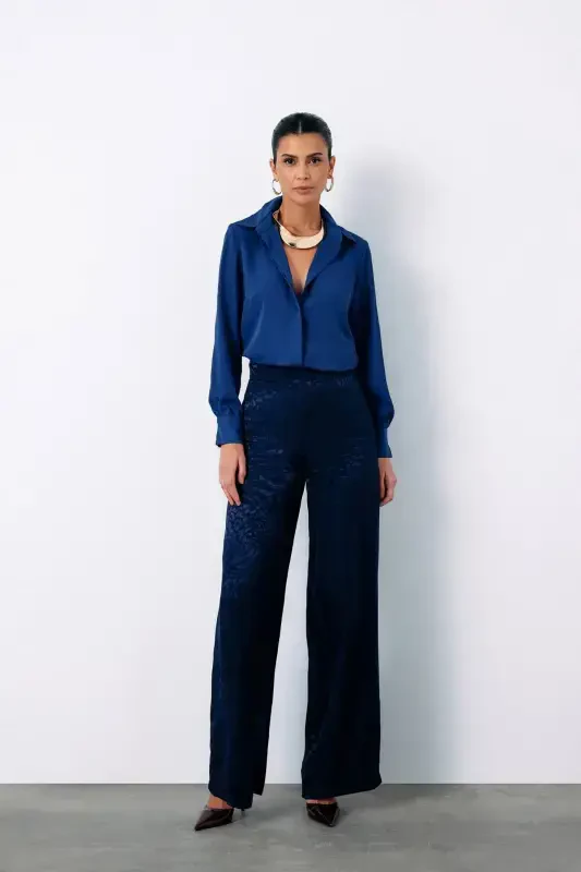 Классическая прямая рубашка - ТЕМНО-СИНИЙ-ТЕМНО-СИНИЙ - 5