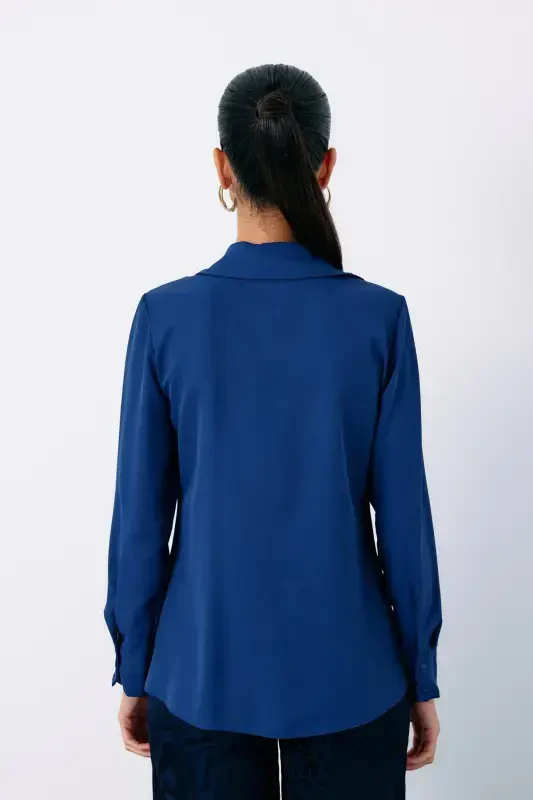 Классическая прямая рубашка - ТЕМНО-СИНИЙ-ТЕМНО-СИНИЙ - 6