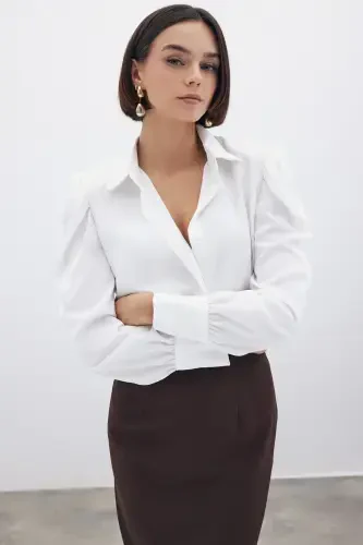 Классическая рубашка в складку - Экри - SATEEN (1)