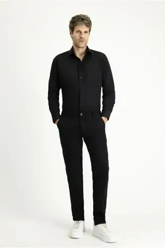 Классическая хлопковая рубашка с длинным рукавом Slim Fit - KIĞILI (1)