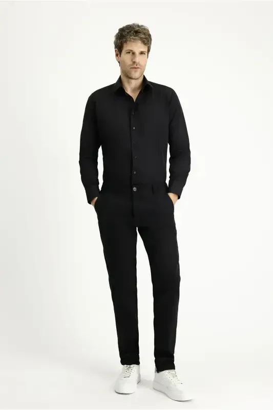 Классическая хлопковая рубашка с длинным рукавом Slim Fit - 2