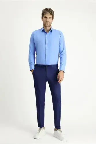 Классическая хлопковая рубашка с длинным рукавом Slim Fit - KIĞILI (1)