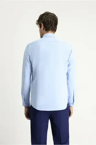 Классическая хлопковая рубашка с длинным рукавом, узкого кроя, Slim Fit - 4