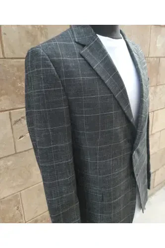 КЛАССИЧЕСКИЙ 2-ПУГОВИЧНЫЙ ДВУБОРТНЫЙ ПИДЖАК С ДВУМЯ ШЛИЦАМИ - ЧЕРНЫЙ - 4