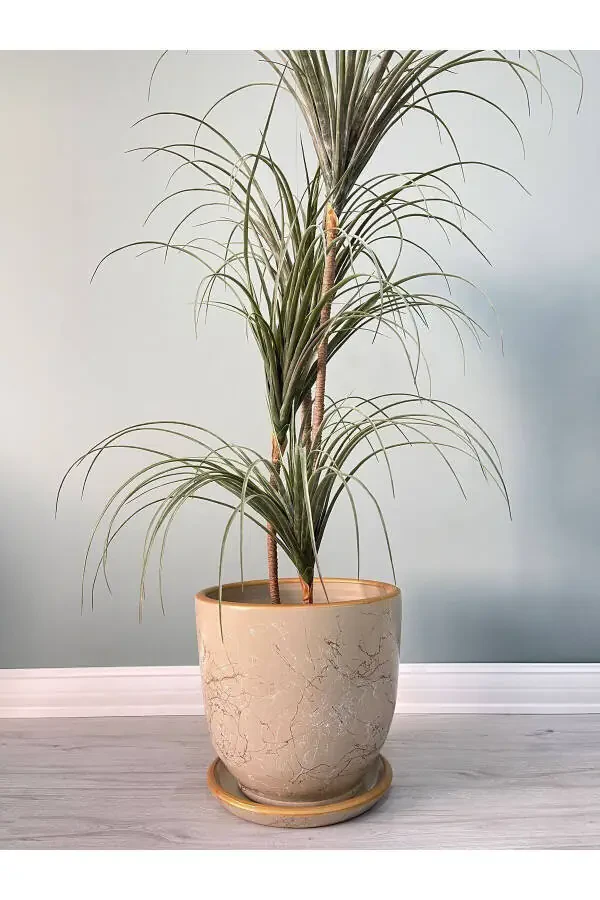 Классический горшок с поддоном 25cmx23cm Lily Stone White Gold - 1