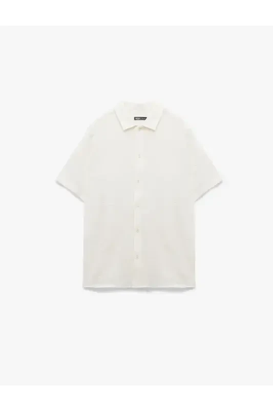 Классический воротник, хлопковая ткань, стандартный крой, вышивка в виде пальм К - 4