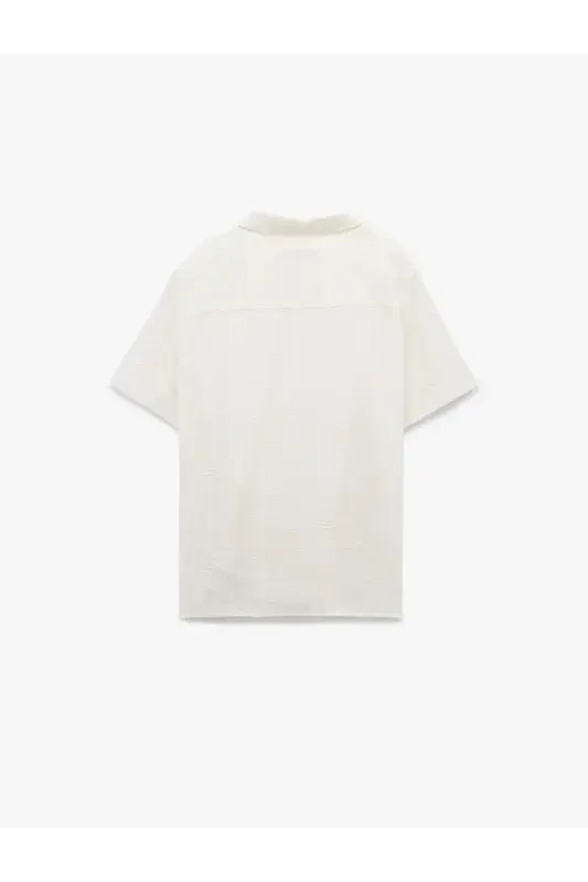 Классический воротник, хлопковая ткань, стандартный крой, вышивка в виде пальм К - 5