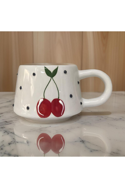 Klassik Gilos Seramika Chashka Stakan Mug Ikki Qavatli Qahva Finjani - 8