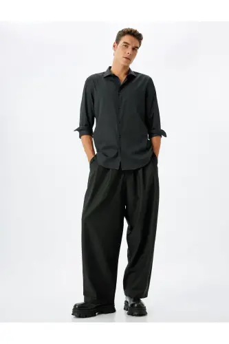 Klassik ko'ylak Slim Fit uzun qisma yarim italyancha Ya - KOTON (1)