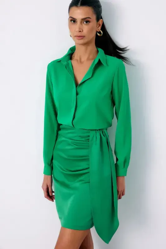 Klassik Oddiy Ko'ylak - Yashil - 2