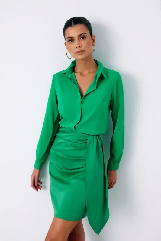 Klassik Oddiy Ko'ylak - Yashil - 3