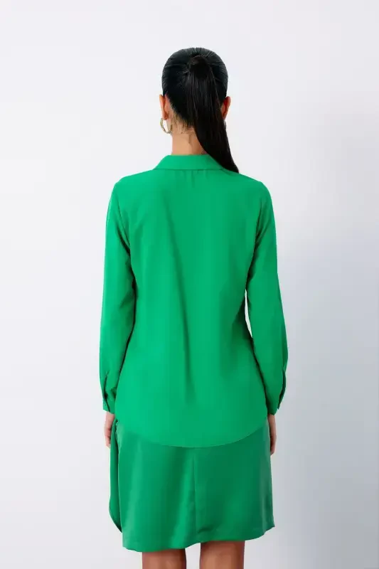 Klassik Oddiy Ko'ylak - Yashil - 5