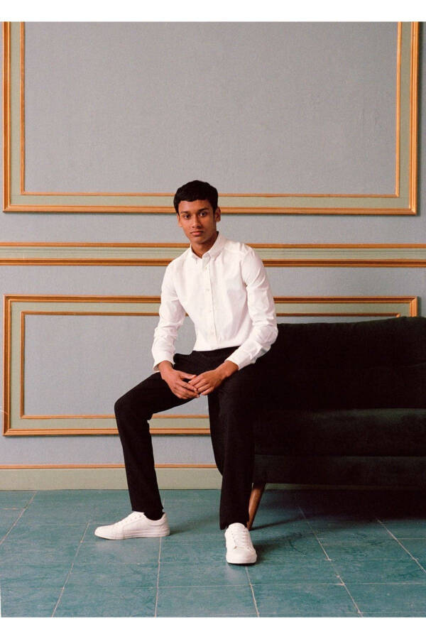 Klassik qirqim paxta Oxford koʻylagi - 7