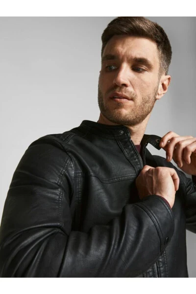 Klassik sun'iy teri kurtka 12182461 Jjewarner Jacket Noos - 6